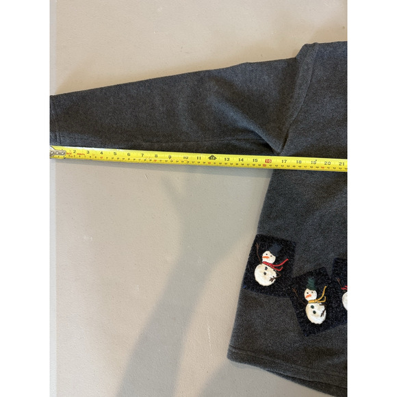Vintage Karen Scott Womens Christmas Snowman Cardigan Size M Embroidered Holiday - Picture 11 of 11